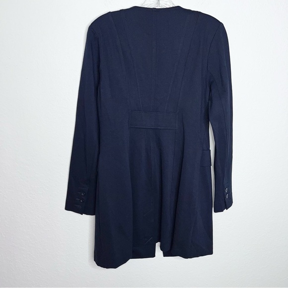 Cabi Coat Women Small Mid Length Sweater The Lido jacket Blue Long Ponte Knit F - Picture 5 of 8